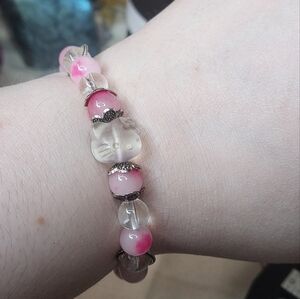 Pink & Clear Hello Kitty Custom Beaded Bracelet